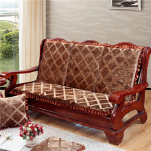歐式三人座位連體沙發墊四季中式法蘭絨實木紅木家具一座一靠簡約