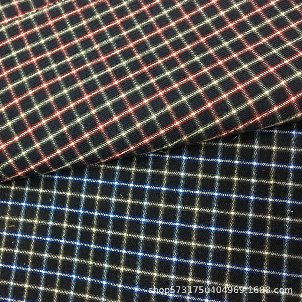 现货供应 涤棉磨毛面料 色织格子布 DIY 衬衫半身裙童装服装布料