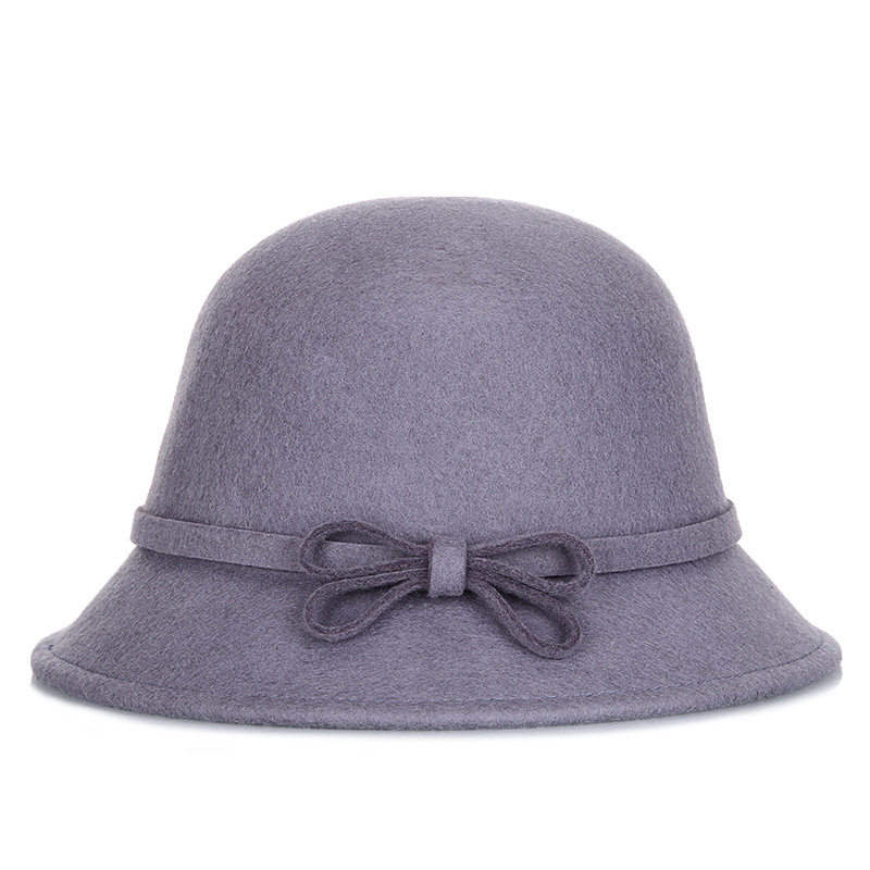 Sombrero de otoño e invierno sombrero de fieltro para mujer 2020 nuevo australiano de lana pura arco de lana sombrero de lavabo de una pieza de entrega