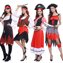 现货供应万圣节女成人海盗表演演出服装加勒比海盗船长一件代发