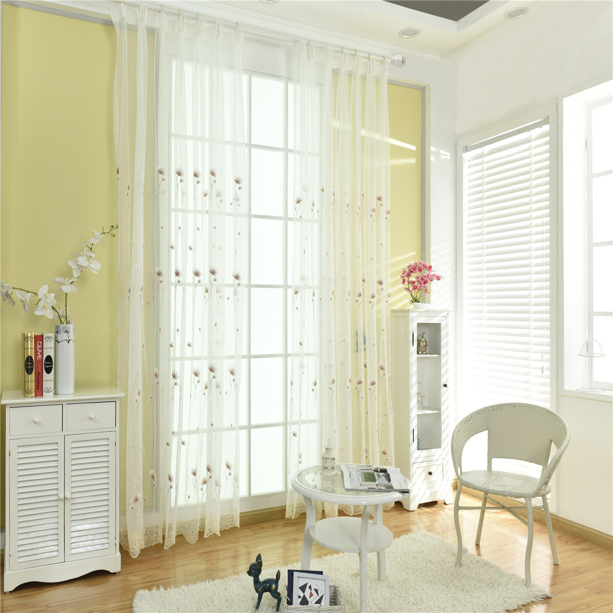 2019新款田园绣花蒲公英窗纱帘透光客厅卧室书房飘窗窗帘定制成品