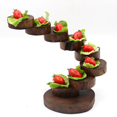 创意个性餐厅用品 酒店步步高升餐具 木质复古八层转盘装饰摆件|ms