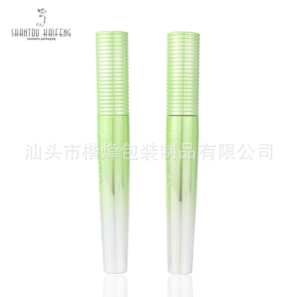 汕头睫毛管圆形睫毛膏管 喷镀色渐变绿PETG彩妆空瓶 颜色刷头可换