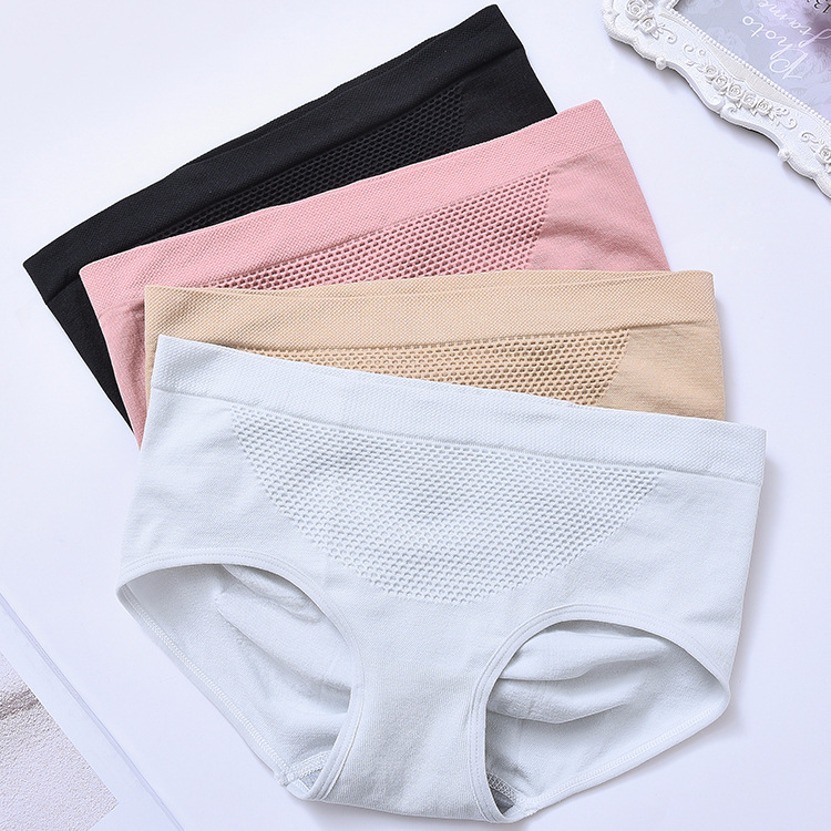 3D Honeycomb Hot Palace Cotton Panties Women's Belly Hip Mid-waist Sexy Japanese Cotton Fabric Hip Briefs Women