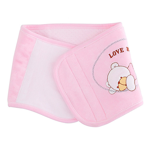 Cartoon Embroidered Stomach Belt for Newborns and Infants, Thicker Protective Waistcoat for Baby with Bear Design
