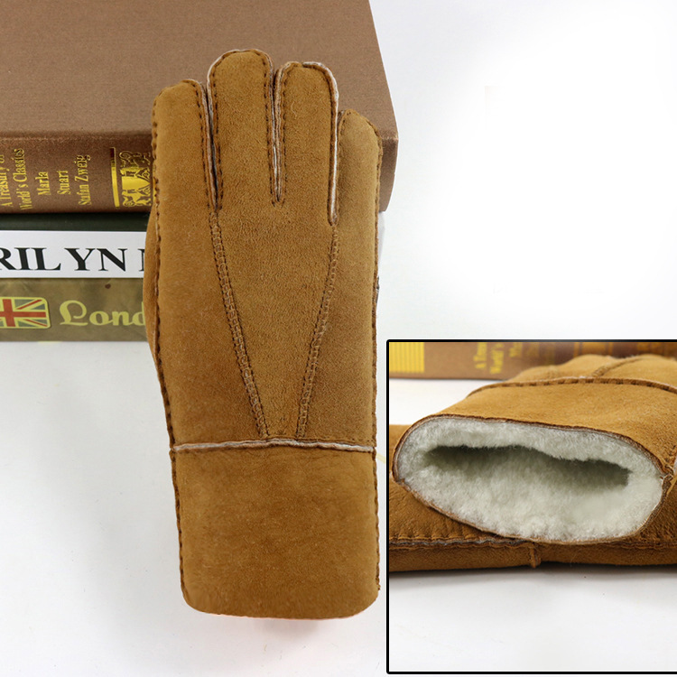 Manufactor wholesale Fur integrated Leather gloves man Riding gloves outdoors Plush Warm gloves