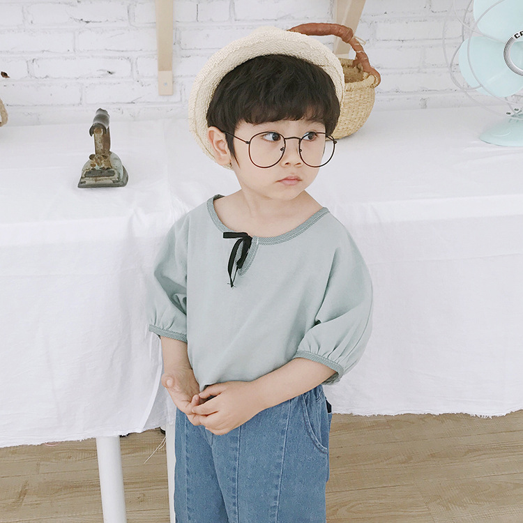 TTCHILD Summer fund men and women HANS Drawstring refreshing Short sleeved jacket baby Easy Three Quarter Sleeve tide