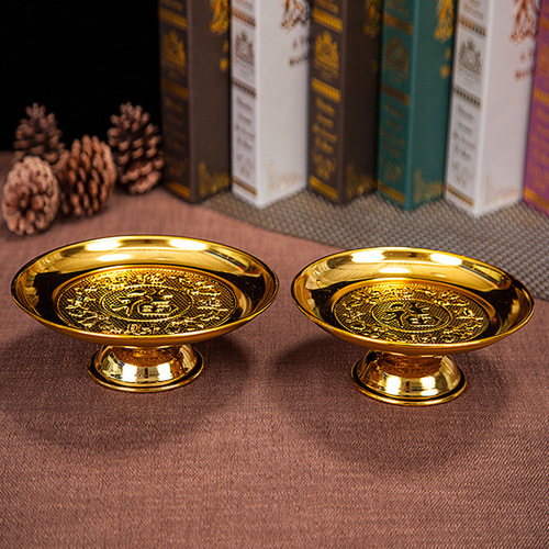 Home decoration fruit plate fruit plate Lotus Fu character alloy fruit plate 6789 inches wholesale