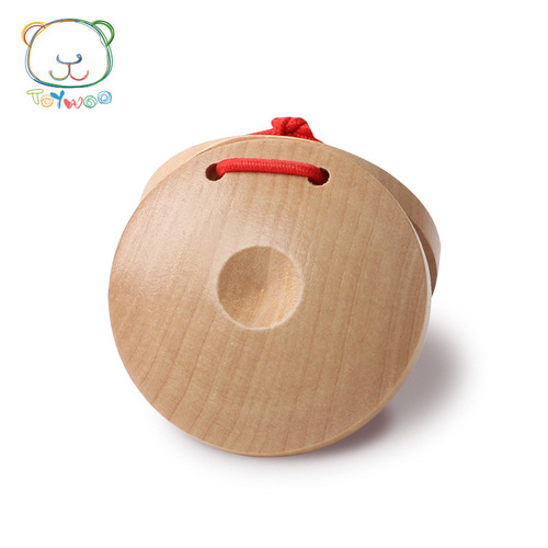 Wooden Natural Color Orff Percussion Clappers, Circle Percussion Plates, Red and Blue Children's Clappers, Baby Music Toys