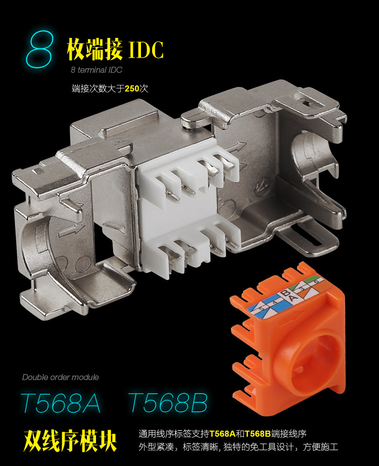 供应屏蔽模块 网络RJ45  超五类模块 免工具打线 量大优惠可议价