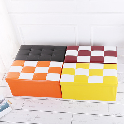 direct deal PU Foldable Storage stool Shoe changing stool multi-function Leatherwear Storage Storage stool Large Storage box