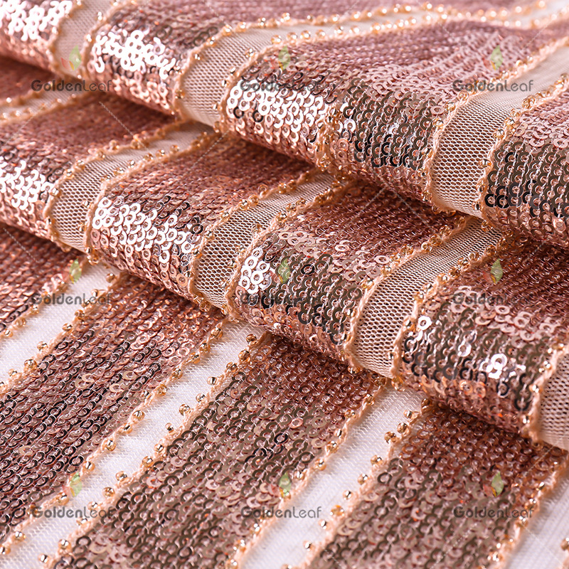 厂家现货欧美风重工蕾丝金片小米珠绣花面料舞台服时尚鞋包辅料