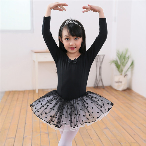 Kids pink black tutu leotard dress gymnastics ballet dance dress uniforms girl ballet dance clothing Baby toddlers tutu leotard dress