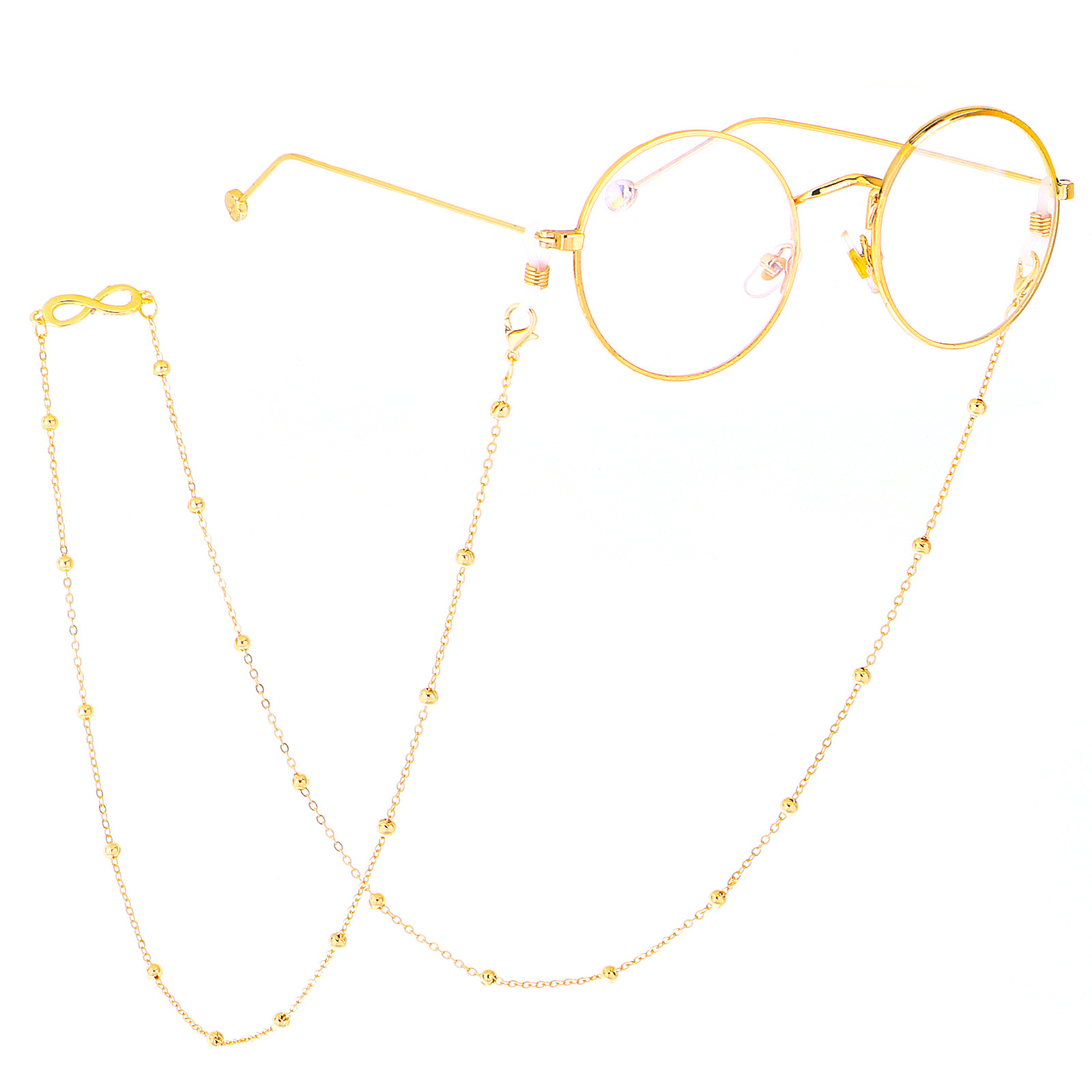 Fashion Simple Golden Number Pendant Color Preserving Bead Metal Chain Glasses Chain display picture 3