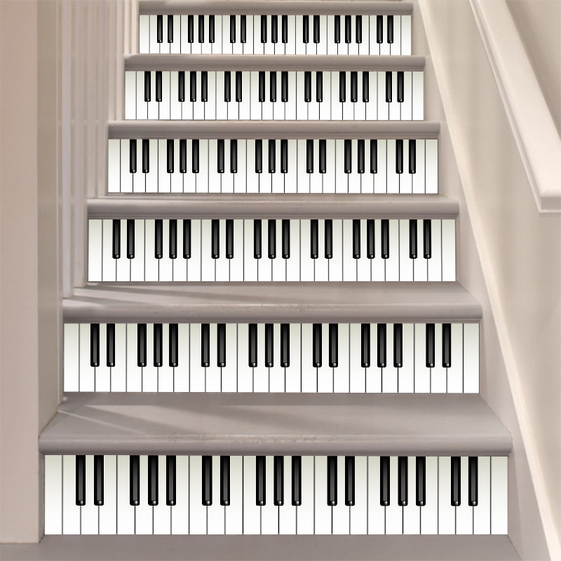 Innovative Removable Home Decorations Personalized Piano Keyboard Waterproof Stair DIY Creative Wall Stickers_voghion.com