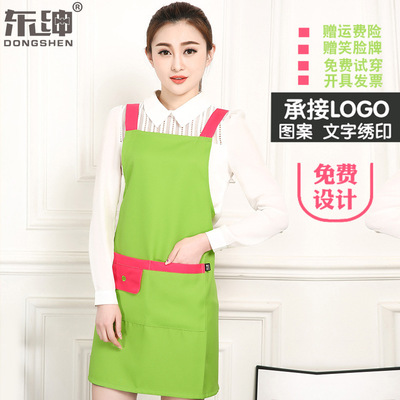 东绅美容美甲防污围裙美甲师工作服定制LOGO绣印字围腰|ru