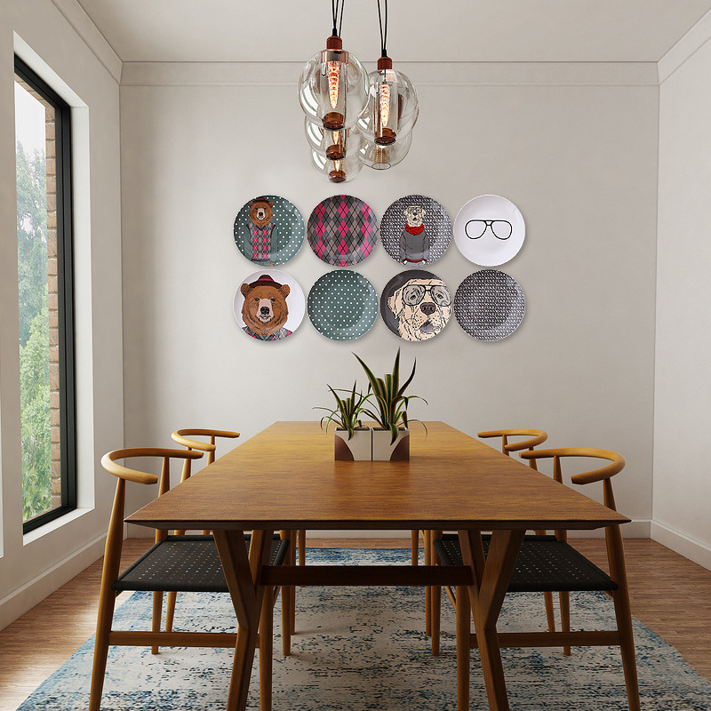 Nordic simple perro de dibujos animados decoración de la pared placa de cerámica decoración de la pared placa colgante decoración de la pared de fondo al por mayor