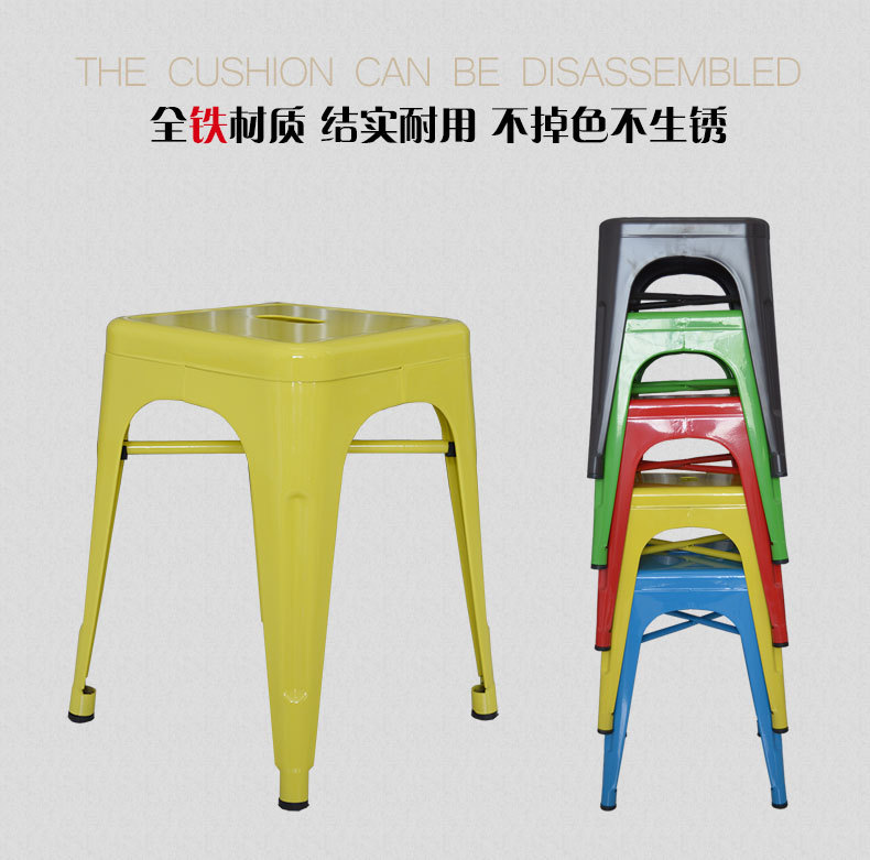 美式餐厅铁皮凳子工业风复古欧式金属铁艺凳子医院凳子陪护吧台凳