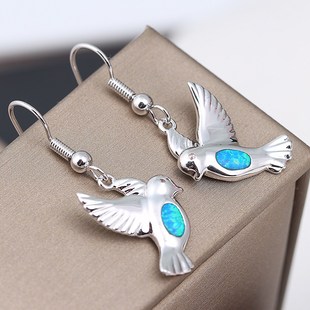 New fashion opal earrings personality charm Peace Bird inlaid opal zircon earrings little girl earrings