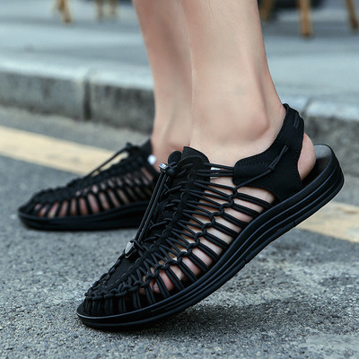 2018 summer new pattern manual weave man Sandals Beach shoes personality Trendy shoes ventilation Rome Simplicity Casual shoes