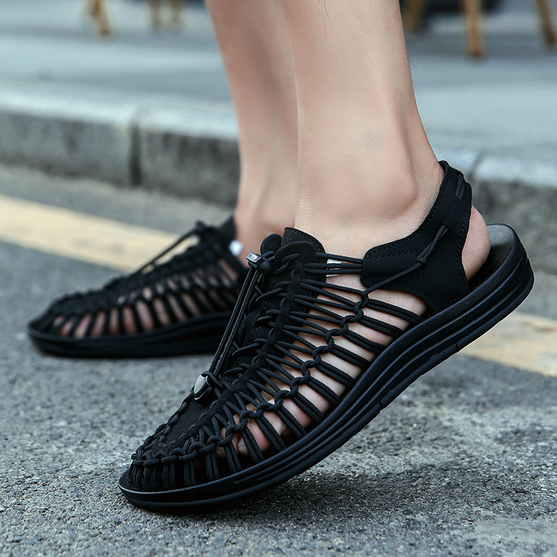 2018 summer new pattern manual weave man Sandals Beach shoes personality Trendy shoes ventilation Rome Simplicity Casual shoes
