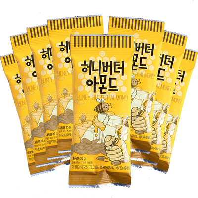 韩国进口零食汤姆农场 小蜜蜂toms gilim蜂蜜黄油杏仁35g*72包/箱