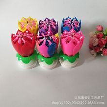 双层莲花电子音乐蜡烛生日14支蜡烛荷花开花彩色蛋糕蜡烛厂价批发