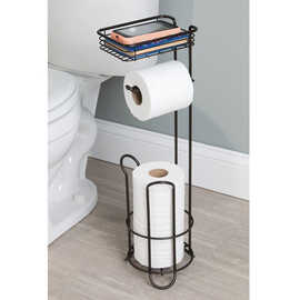 欧式厕所整理架铁艺手机架卫浴落地式浴室卫生间地式纸巾置物架