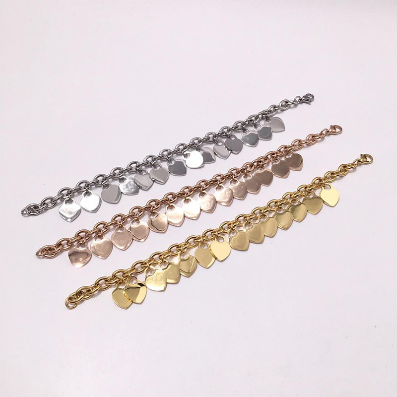 Basic Classic Style Heart Shape Titanium Steel Plating Bracelets display picture 4