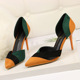 289-8 Euro-American color matching hollow pointed thin-heeled women's high-heeled sandals