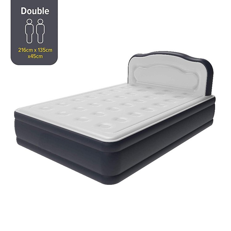 厂家直销室内外使用豪华加厚床头板环保PVC植绒充气内置泵床垫