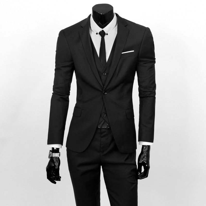 New Fashion Business Men's Casual Suit Korean Men's Personality Slim-fit Suit Set Three-piece Men's Foreign Trade Suit