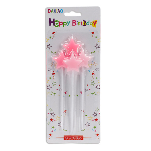 Valentine's Day Birthday Cake Decoration Candles 4 Gradient Color Love Pentagram Party Baking Candles Wholesale