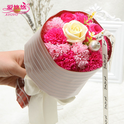 Valentine's Day originality gift Soap flower Carnation Hands Bouquet of flowers Gift box Korean Edition simulation rose Upscale gift