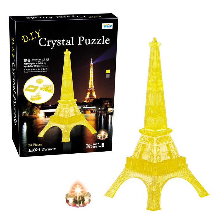 Supply foreign trade 3D crystal puzzle Flash Paris tower DIY children's creative toys wholesale