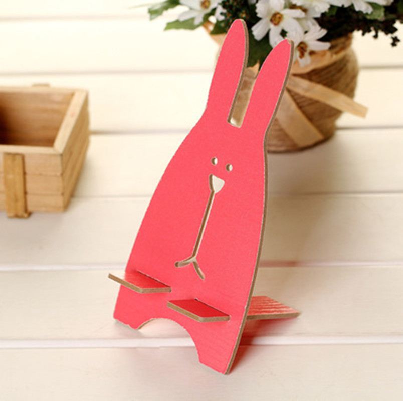 Creativo DIY titular de teléfono móvil de madera lindo conejo titular de teléfono móvil universal soporte de teléfono móvil perezoso fábrica