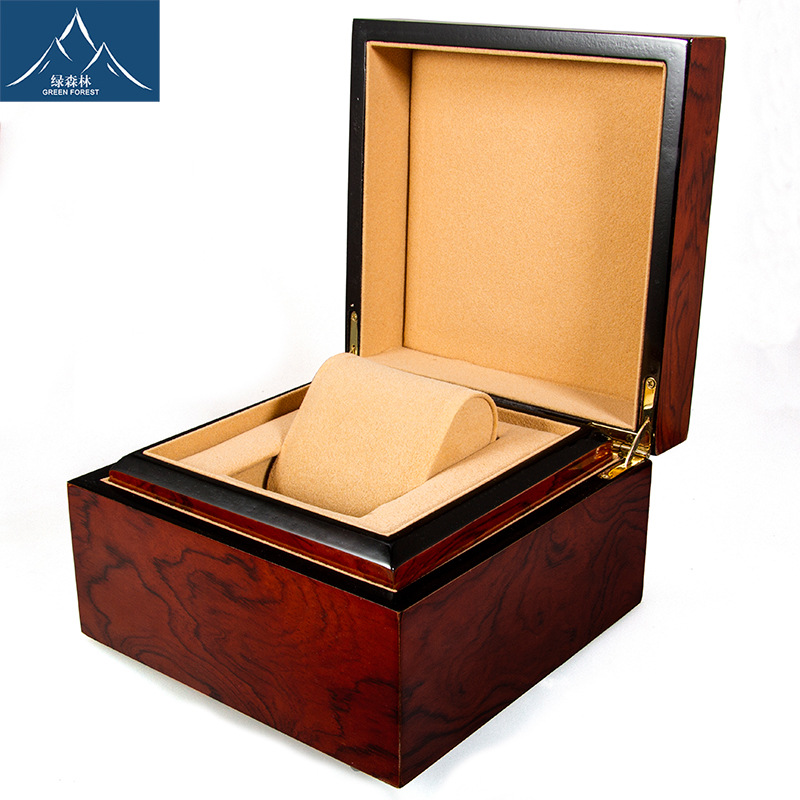 现货供应高档木质手表盒 亮光烤漆木纹首饰盒中盒 手表包装盒批发