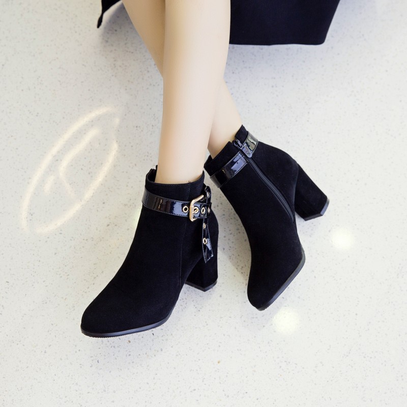 Suede High Heel Ankle Boots 7