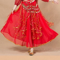 Indian dance performance costumes ethnic style Xinjiang dance belly dance large swing skirt colorful dots 14-piece skirt gold edge colorful dot skirt