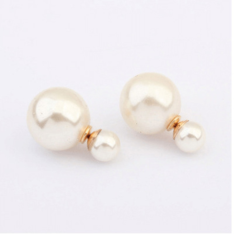 E115双面可佩戴韩国时尚耳饰欧美大牌双面珍珠耳环 厂家批发饰品|ru