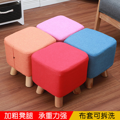 换鞋凳木质布艺小凳子沙发凳印制广告木质家用茶几沙发小板凳木质