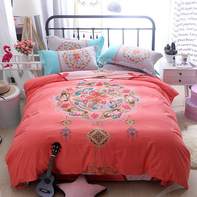 家纺秋冬加厚条格全棉生态磨毛四件套纯棉磨毛床上4件套被套床单