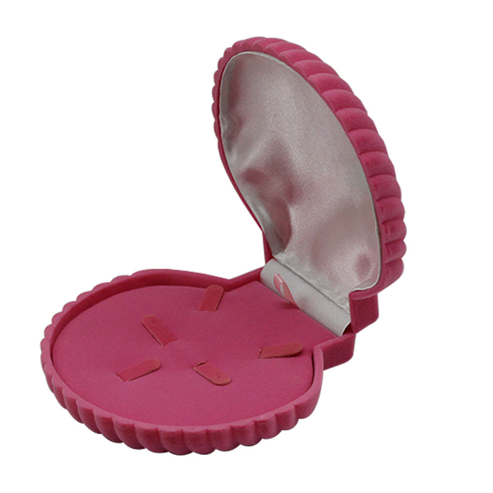 高档贝壳形首饰盒 植绒绒布戒指耳钉盒 饰品盒饰品包装珠宝盒