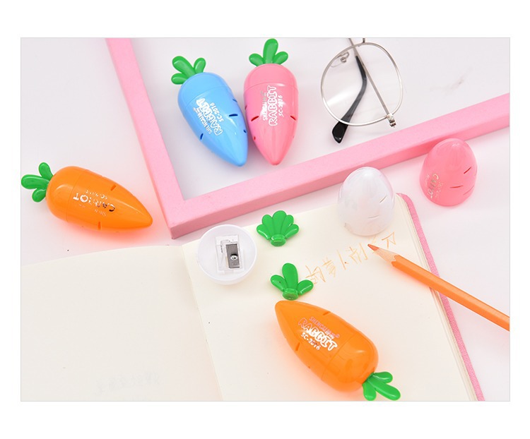 10g Weight Plastic Material Creative Stationery Cartoon Simple Small Fresh Carrot Pencil Sharpener 4