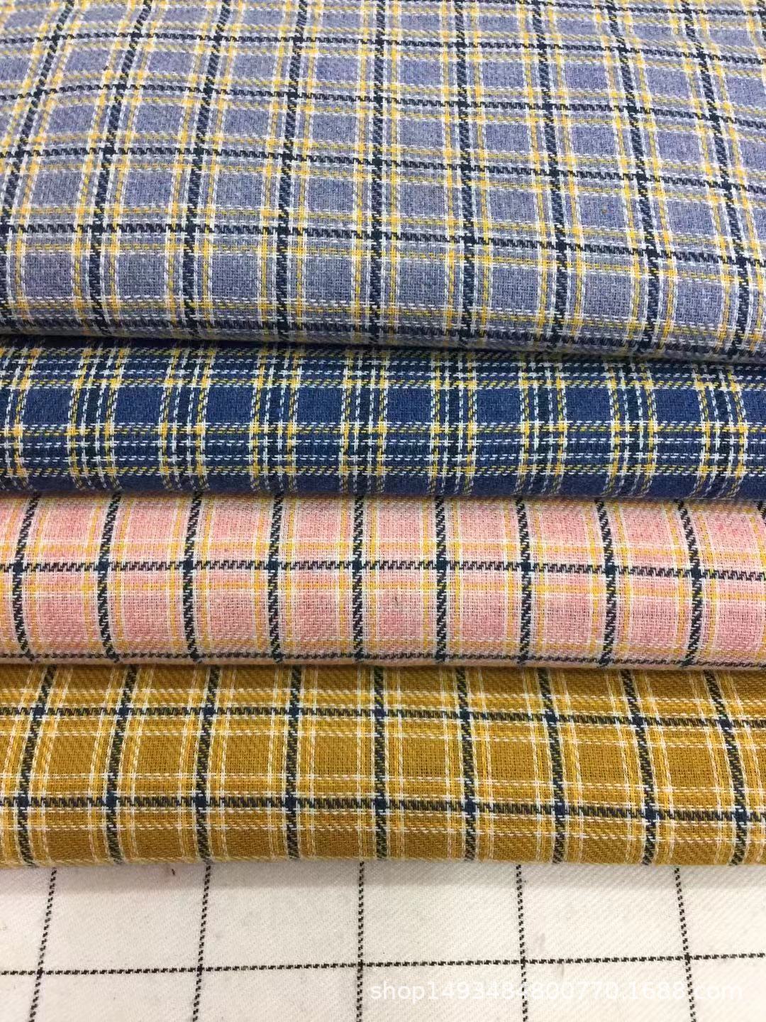 21支色织梭子斜纹小格子衬衫面料女装鞋帽均可现货供应厂家直销