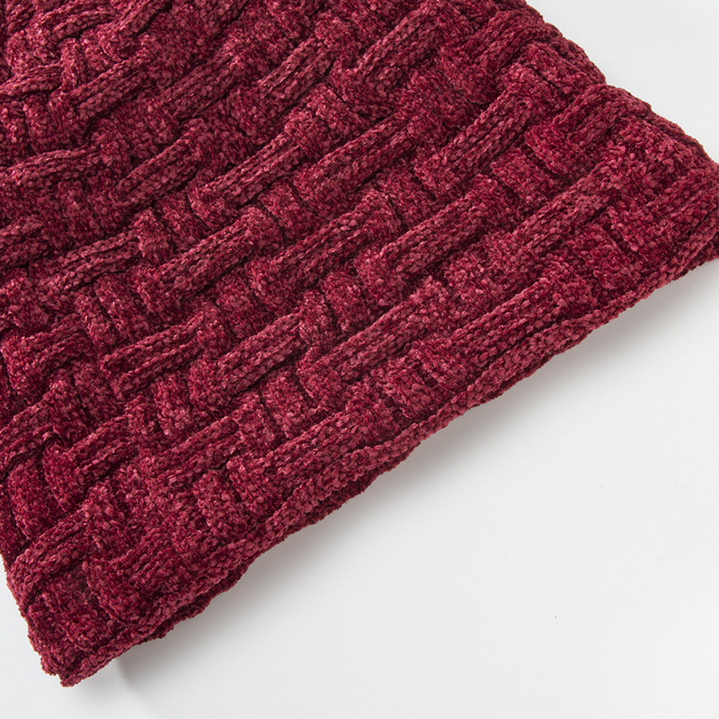 Cappello lavorato a maglia al chiaro di luna da sci all'aperto con pullover in ciniglia da uomo e da donna in velluto ispessito a doppio strato invernale_voghion.com