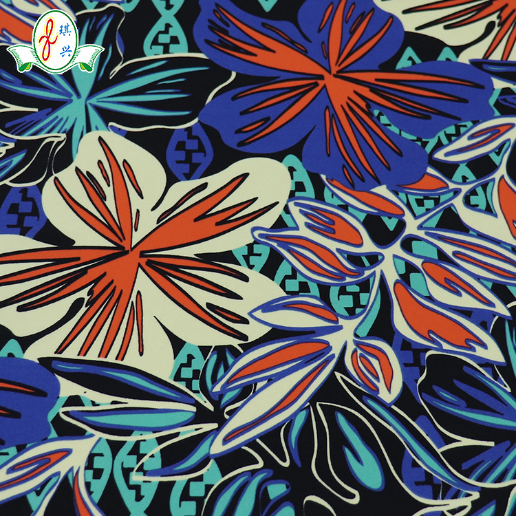 供应商印花 尼龙氨纶游泳衣滑手布 植物花型数码印花面料批发