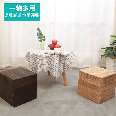 Retro solid wood Shoe changing stool storage box Zuodeng adult Storage Wooden case Finishing Box woodiness Bench With cover