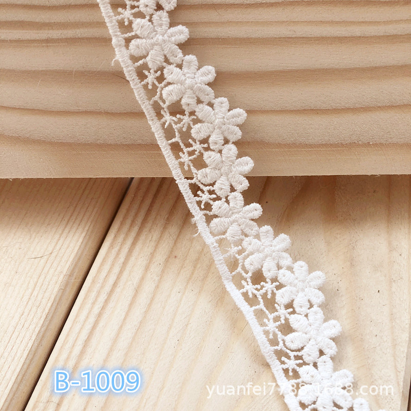 B-1224小碎花朵全纯棉水溶棉刺绣镂空波浪花边DIY辅料宽2.5厘米