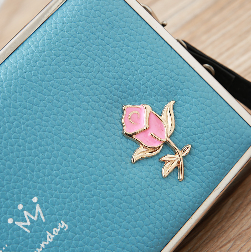 Fashion Lychee Pattern Long Multifunctional Embroidered Portable Wallet Wholesale display picture 9